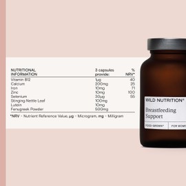 Wild Nutrition WILD NUTRITION Food-Grown? Breastfeeding Support | Breastfeeding Vitamins with Fenugreek & Stinging Nettle | Postnatal Vitamins to Support Fatigue with Vitamin B6, Zinc, Iron, & Selenium | 90 Capsules