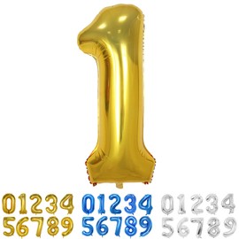 Number Balloons, 40Inch Gold Helium Digital Balloons for Birthday Anniversary Party Decorations (Number 1)