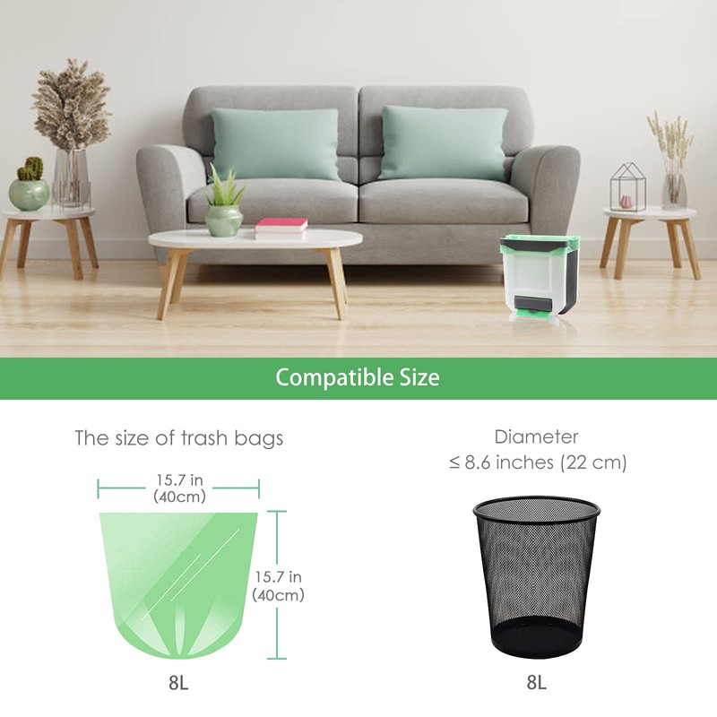 Biodegradable Trash Bags, Small Compostable Garbage Can Liners, Compatible with