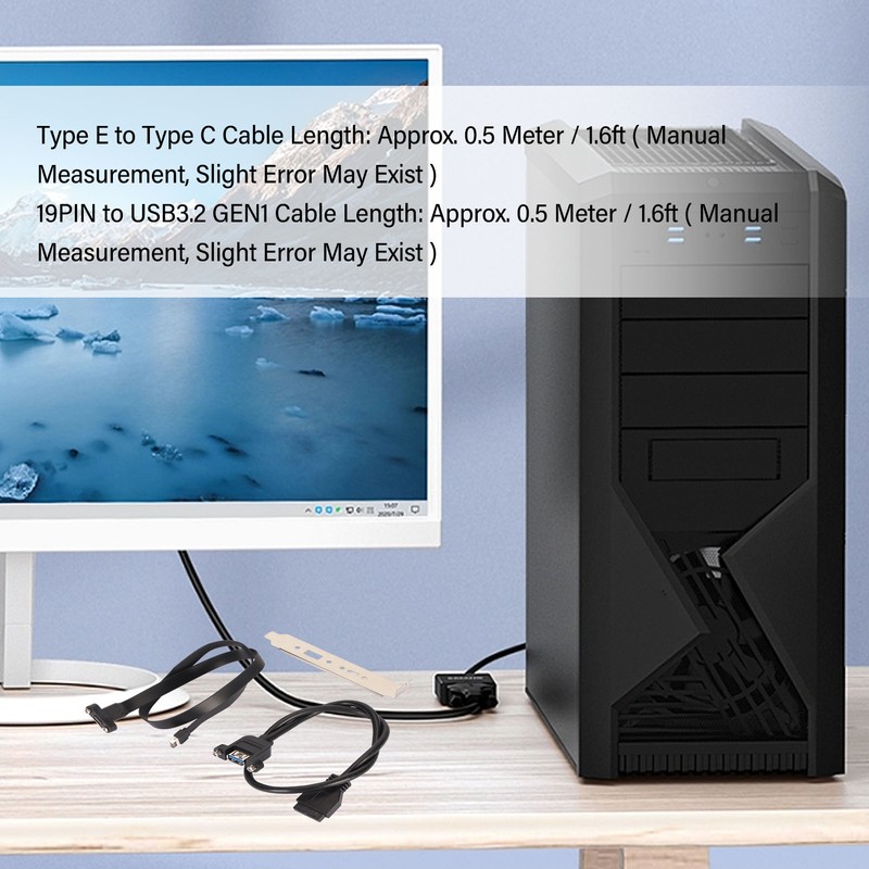 Type E to Type C Front Panel Cable 1.6ft Long