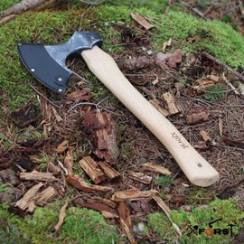 Xforst X-WIC Viking Axe Hatchet Made of Hickory Handle Including Leather Sheath Made of Real Black Leather