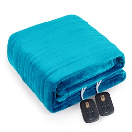 WOOMER Electric Heated Throw Blanket, Soft Flannel Fast Heating Blanket with Multi-Color Option, Queen Size 84"x 90", 10 Heating Levels & 0.5-12H Auto Off, Over-Heat Protection