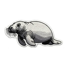 Manatee Patch – Embroidered Sea Animal Applique for Jackets, Bags, Hats and Crafts