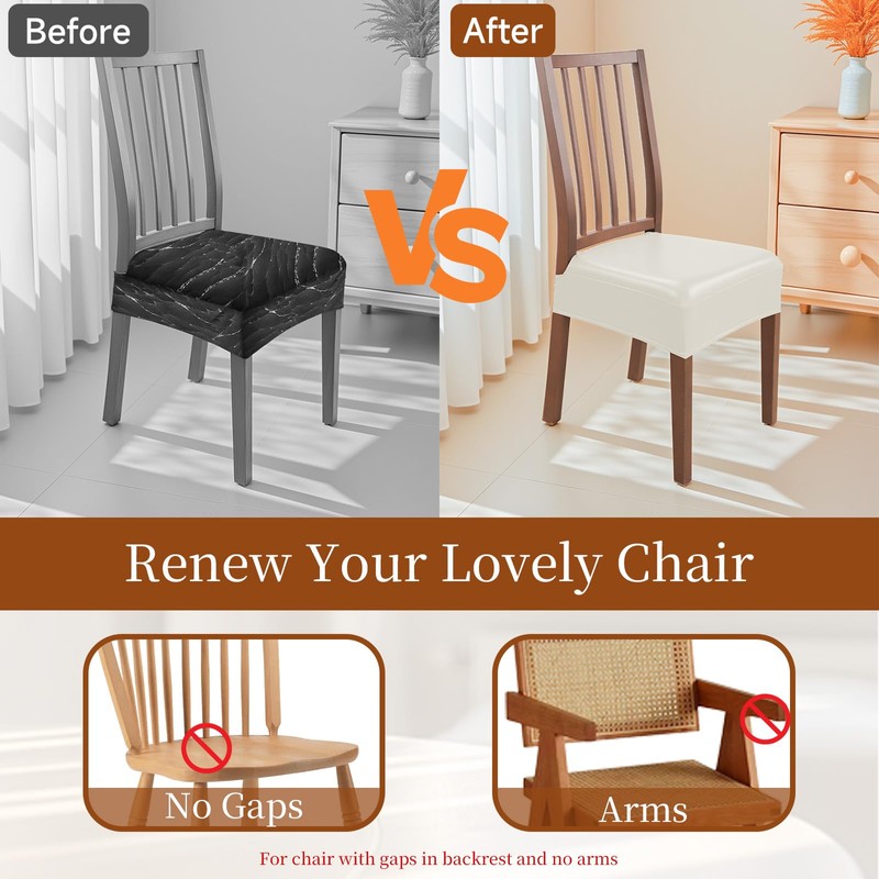 WUSOUPU Waterproof Dining Chair Seat Covers Leather Kitchen Seat Covers,