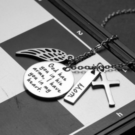 JoycuFF Memorial Necklace Sympathy Gifts for Women Best Friend Teen Loss of Sister Remembrance Jewelry Cross Angel Wings Charm