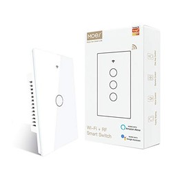 MOES - Interruptor inteligente de un solo cable, 2ª generación WiFi RF433 Touch Wall, no necesita cable neutro, compatible con App Smart Life/Tuya, compatible con Alexa y Google Home, un polo 110 V