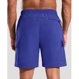 Haimont Men's Hiking Cargo Shorts 7 Inch with Zipper Pockets Quick Dry Lightweight Outdoor Camping Travel, Water Resistant, Royal Blue, X-Large