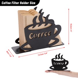 ELLDOO Coffee Filter Holder, Metal Wall Mounted Cone Coffee Filter Storage, Pour Over Coffee Filter Stand Coffee Paper Dispenser Rack for Cafe Kitchen Office, Art Decor Coffee Station Accessories