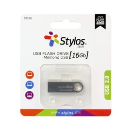 Memoria USB 16GB Flash 2.0 Stylos. Color Gris Metálico