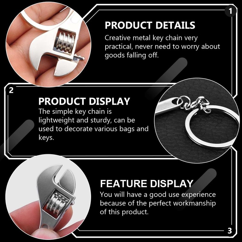 Tiny Adjustable Wrench, Mini Size Adjustable Spanner, Silver Nut Wrench