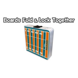 2-in-1 Cornhole Boards & Beer Pong Tailgate Table w/Multi-Color LED Lights - Miami Football Field