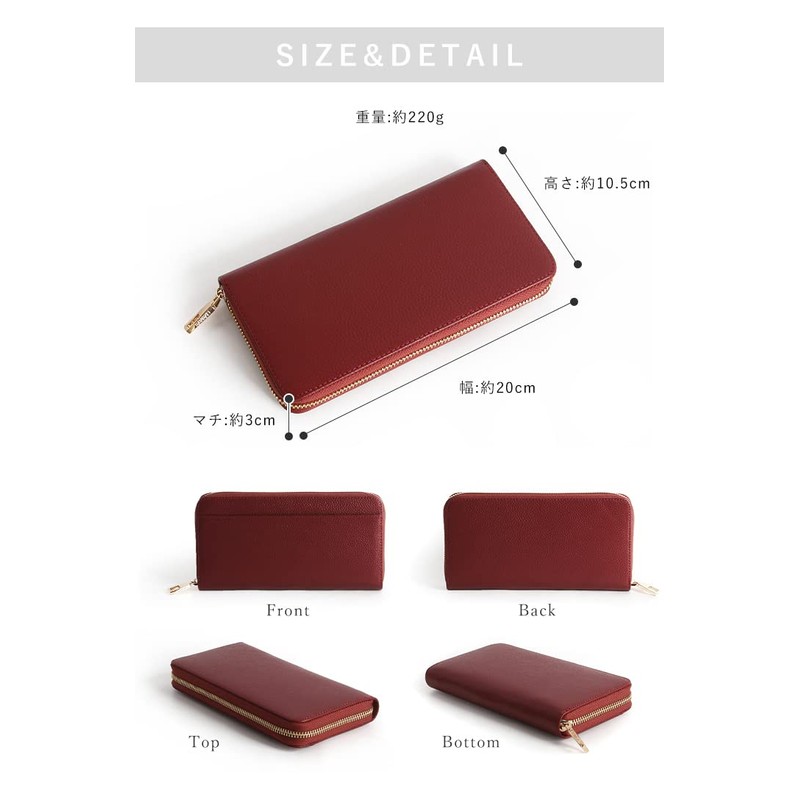 LIZDAYS Women's Long Wallet, Skimming, Prevents Skimming, Genuine Leather, grey
