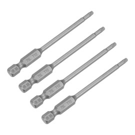 sourcing map 4pcs 1/4" Hex Shank T10 S2 Steel Magnetic Torx Security Screwdriver Bit 75mm Long