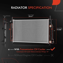 A-Premium Engine Coolant Radiator Assembly with Transmission Oil Cooler Compatible with Ford Contour 1995-2000 2.0L 2.5L & Mercury Cougar 1999-2002 2.0L 2.5L, Mystique 1995-2000 2.0L 2.5L