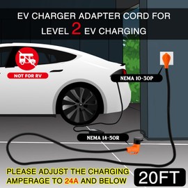 Xuhal 20 ft EV Charger Adapter Cord Compatible with NEMA 10-30P to 14-50R, 30 Amp Dryer to 50 Amp EV for Level 2 Charging, 4 Prong to 3 Prong Power Extension Cord with Handle, ETL Listed