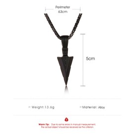 XYAYOU Stainless Steel Spearpoint Arrowhead Pendant Necklace For Mens Cool Arrowhead Pendant Chain Necklace for Teens (black)