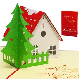 LINPOPUP, LIN17717, Pop Up 3D Card, Christmas Card, Congratulations Card, House Christmas, N414