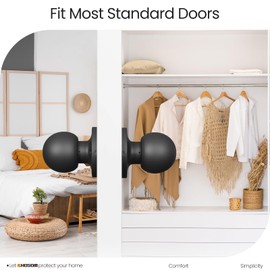 HOSOM 2 Pack Dummy Door Knob Matte Black Dummy Door Knob Single Side Closet Door Knob Set Keyless, Exterior/Interior Door Handle, Individual Non-Turning