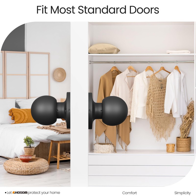 HOSOM 2 Pack Dummy Door Knob Matte Black Dummy Door