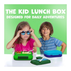 Umami All-in-1 Bento Box for Kids, Ice-pack & Utensils Included, 100% Leakproof & BPA free, Parents' favorite Lunch Box Kids (Jungle Green, 23 oz)