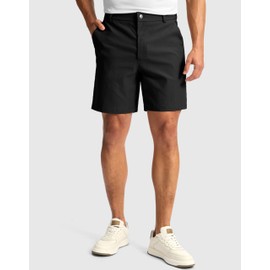 G Gradual Men's Golf Dress Shorts 7"/ 9" Stretch Casual Work Flat Front Shorts for Men with 3 Pockets Quick Dry(Black,L7 W32)
