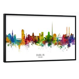 artboxONE Poster with Black Frame 45 x 30 cm Cities Dublin Ireland Skyline txt - Picture Dublin Dublin Ireland