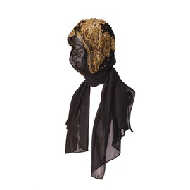 Muslim Islam Hijabs Arab Women Lace Beads Headscarf(Black/170*70)