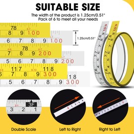 Adhesive Measuring Tapes,Steel Self Tape Measure,1/2" Wide Imperial & Metric Ruler Sticker, Stick On Table Saw and T Track for Woodworking, Drafting (Yellow, Right to Left 78" 2PCS)