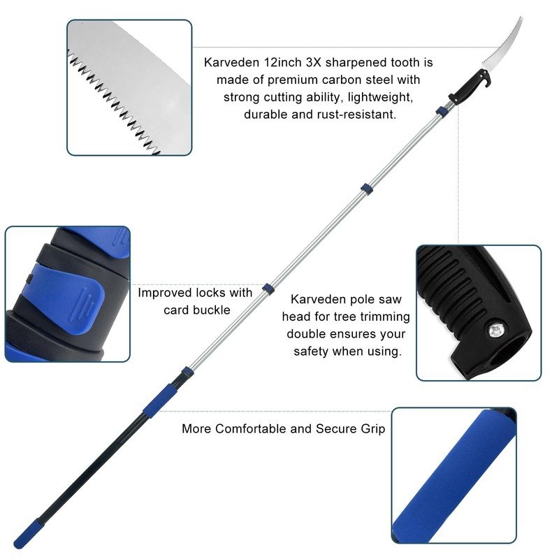 Karveden 26FT Reach Pole Saws for Tree Trimming with 5-20FT