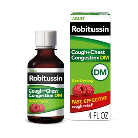 Robitussin Cough and Chest Congestion DM, Cough Suppressant and Expectorant, Raspberry Flavor - 4 Fl Oz Bottle