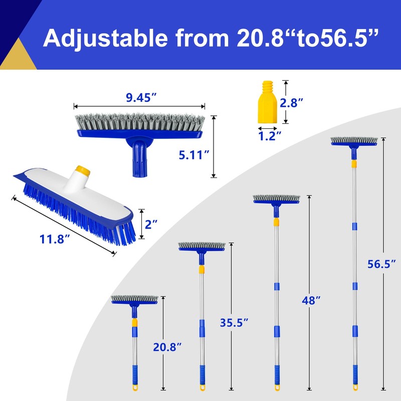 ITTAHO 12" Wide Floor Scrub and Grout Brush Set With