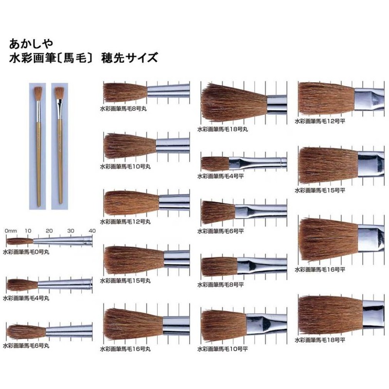 あかしや 画筆 水彩画筆 馬毛 Cセット 3本組 GU/3VC
