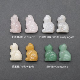 6 Pcs Cat Shape Worry Stones Bulk Set Thumb Healing Stress Pocket Crystal Stone for DIY Meditation Anxiety Therapy