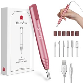 MelodySusie PocketNail Nail Drill,PC100G Corded Pen-Shaped Portable Electric Nail File for Acrylic Gel Polishing, Professional Efile Machine for Manicure Pedicure, Home & Salon, Rose Red