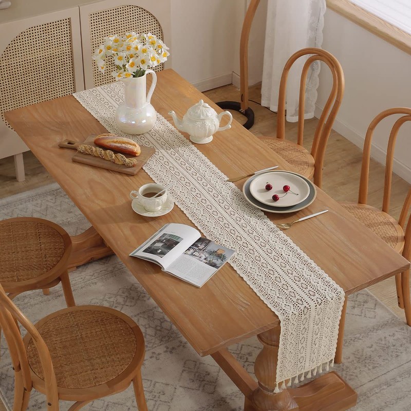 Gxfctys Table Runner, Boho Runner Cotton Linen Decorations, Farmhouse Runners