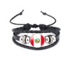 vmcoatdu Peru National Flags Bangle Retro Alloy Leather Bracelet for
