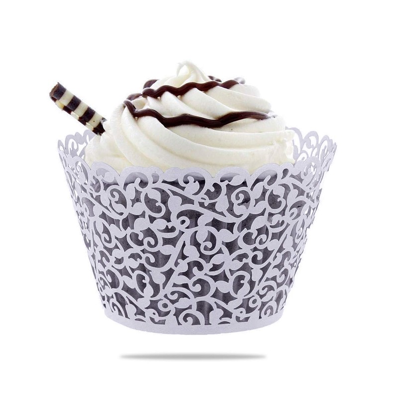 Wedding Decor 100 Pcs Silver Cupcake Cases Holders Muffin Containers