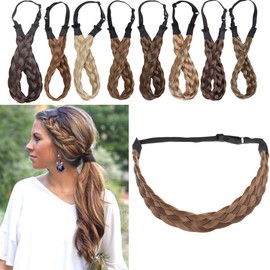 SEGO Braided Hair Band Extensions Braids Hair Extensions Adjustable Headband Elastic Stretch Hairpiece Beauty Accessory for Women light brown