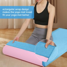 CSITE Yoga Towel, Hot Yoga Mat Towel Non Slip with Grip Dots, Rectangular Wrap Design, Super Absorbent Yoga Towel & Hand Towel for Hot Yoga, Pilates and Workout 72" x 24", Dark Blue