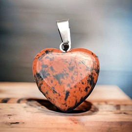 Steinfixx Steinfixx? - Echter Edelstein Herz Anh?nger mit Silber?se | 26 Varianten | fr die Liebsten | Chakrastein | Heilstein | 20x20mm (Mahagoni-Obsidian)