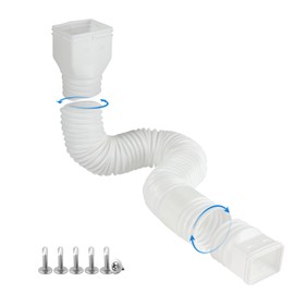 plusgutter White 1-Pack Rain Gutter Downspout Extensions Flexible, Drain Downspout Extender,Down Spout Drain Extender, Gutter Connector Rainwater Drainage,Extendable from 21 to 68 Inches | plusgutter