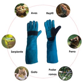 Guantes de Manipulación de Animales a Prueba de Mordeduras, Guantes Duraderos Resistentes a Arañazos y Mordeduras para Manipulación de Perros/Gatos/Pájaros/Serpientes/Lagartos/Reptiles, Azul, 45 cm