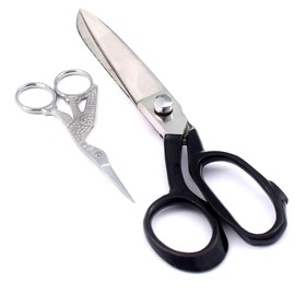 LAJA Imports Heavy-Duty Extra Long Large Home/Office Utility Scissors, 12-Inch Upholstery Tailor Shears, 3.5-Inch Embroidery Sewing Crafting Scissors, Stainless Steel All Purpose Sissors 2Pack