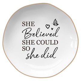 Congratulations Gifts for Women - Ceramic Jewelry Tray，Congratulations Gift，Graduation Gifts - Graduation Gifts for Her，She Believed She Could so She Did (Heptagon)