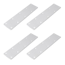 Pastlla 4 Pcs Flat Straight Brace Brackets, Stainless Steel Shelf Bracket Support Joint Fastener Brackets Fixing Joining Plate for Furniture, Shelves, Cabinet, Table (7.87"×1.97"/200×50mm, Silver)