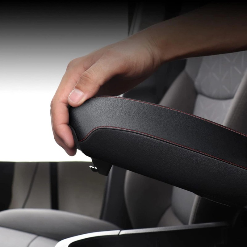 MIT Car Central Storage Lid Armrest Cover Faux Leather Pad