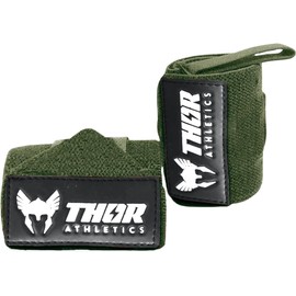 Thor Athletics Wrist Wraps [Wrist Wraps] 60 cm - Army Green Wrist Support for Fitness, Bodybuilding, Weight Training, Powerlifting, Crossfit, Deadlifts & Weightlifting (Flexible, Green)