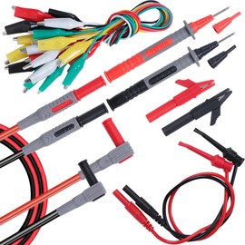 TKDMR 18Pcs Soft Silicone Electrician Test Leads Kit CAT III 1000V & CAT IV 600V with Alligator Clips and Needle Probe,5 Colors Jumper Wires