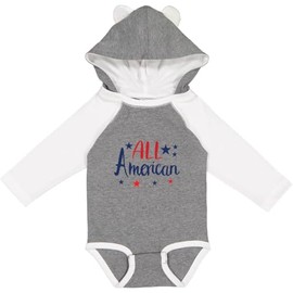 inktastic All American Long Sleeve Creeper 12 Months Granite & White W Ears 45a75