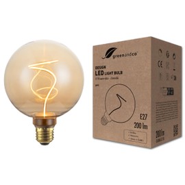 greenandco Vintage Design LED Lamp for Mood Lighting Dimmable E27 G125 4.9 W 200 lm Gold 1800 K Extra Warm White 320° 230 V Flicker-Free